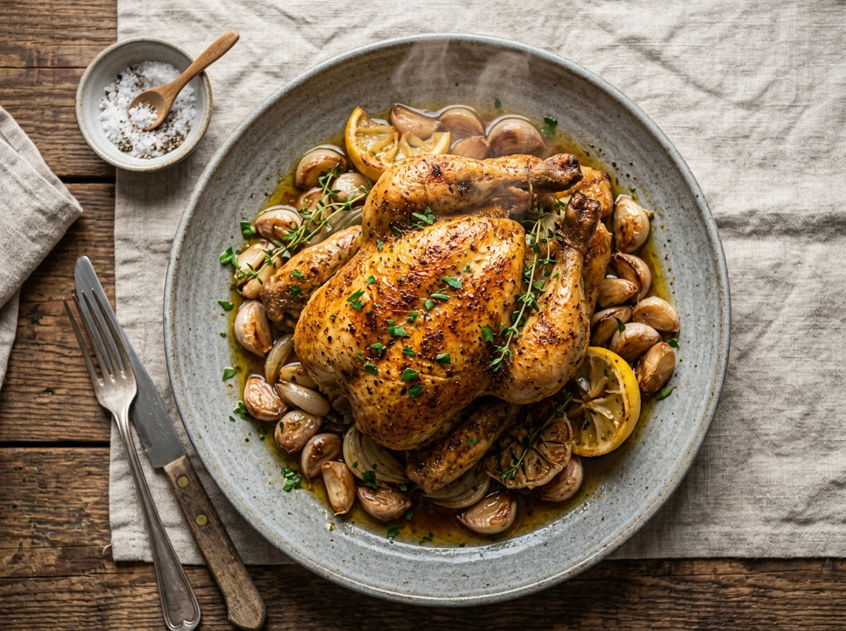 Hähnchenbraten mit 40 Knoblauchzehen