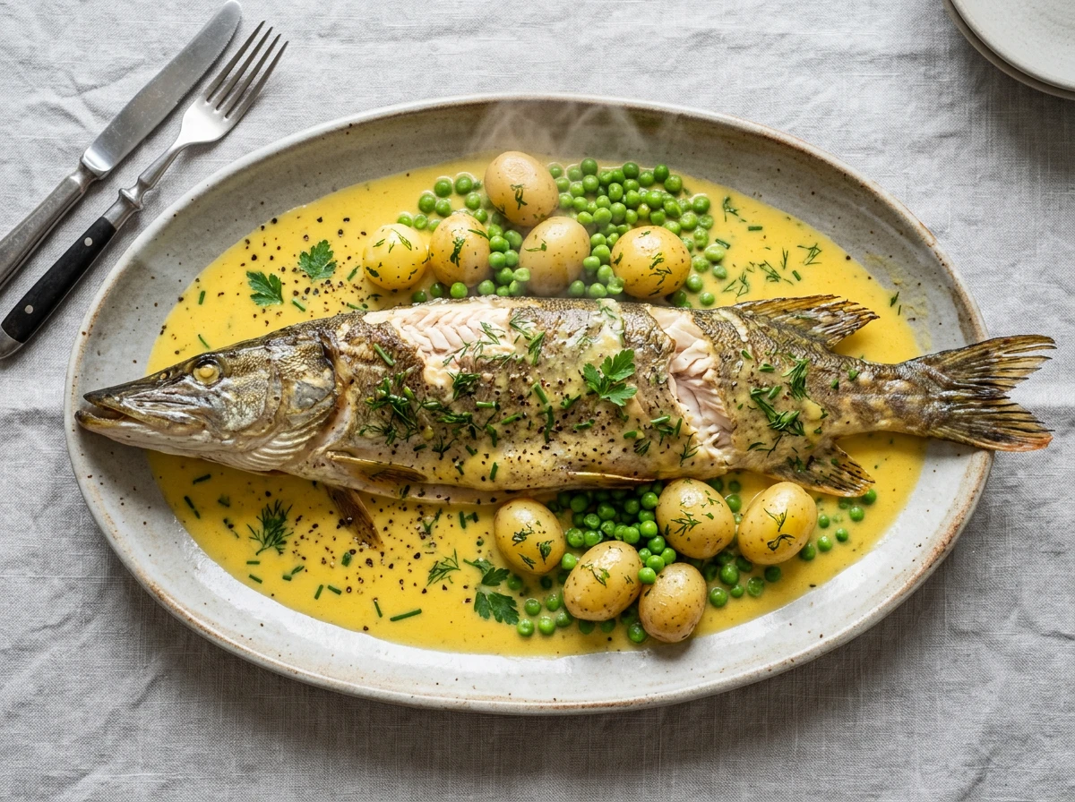 Brochet à la sauce jaune