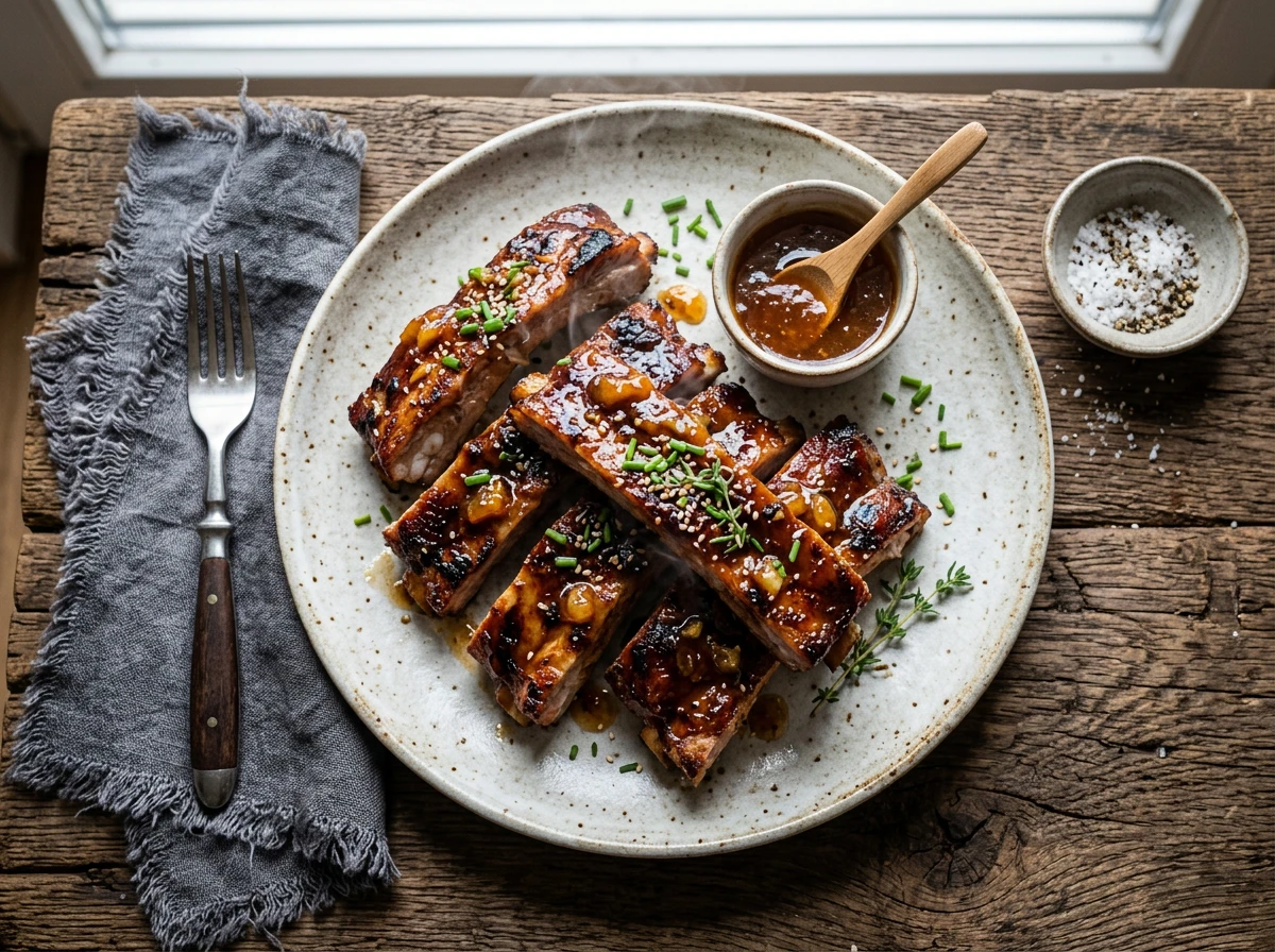Ingwer-Pfirsich-Glasierte BBQ-Rippchen