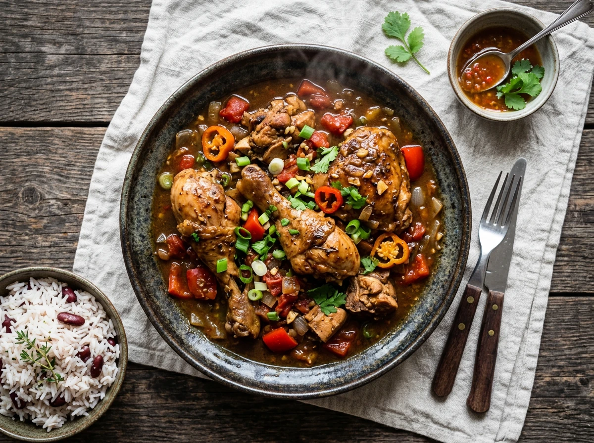 Jamaikanisches Brown-Stew-Hähnchen