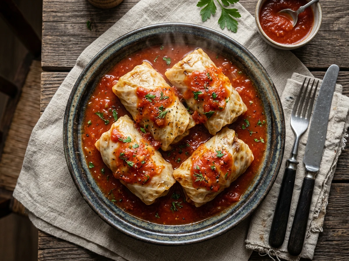 Kohlrouladen in Tomatensauce (Holubtsi)