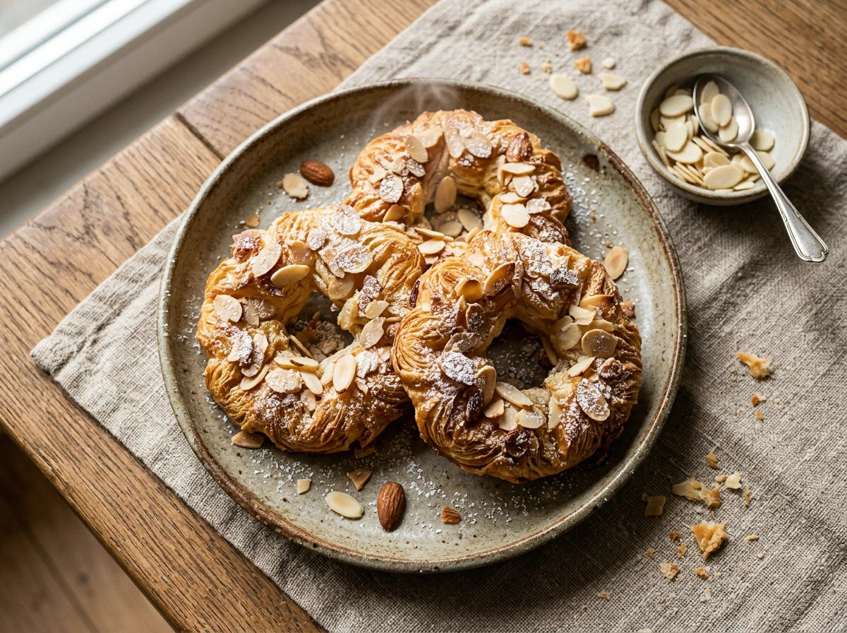 Kränze aus Blätterteig mit Mandeln