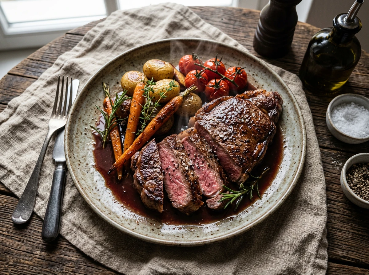 Langsam gegartes Strip-Steak