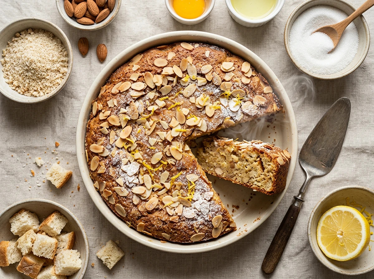 Mandel-Torte mit Weißbrot