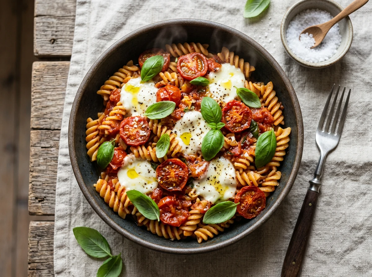 MPT (Mozzarella-Pasta mit Tomate und Basilikum)