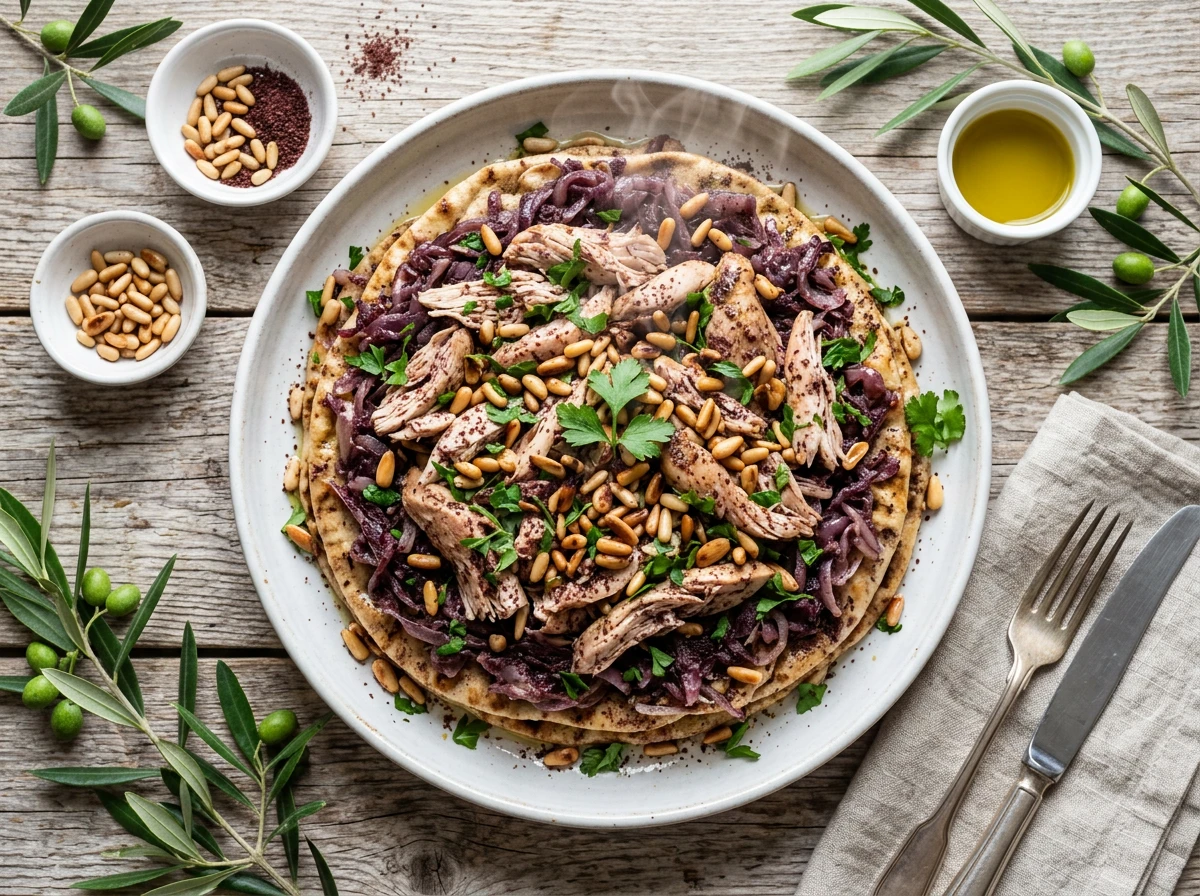 Musakhan (palästinensisch gewürztes Hähnchen)