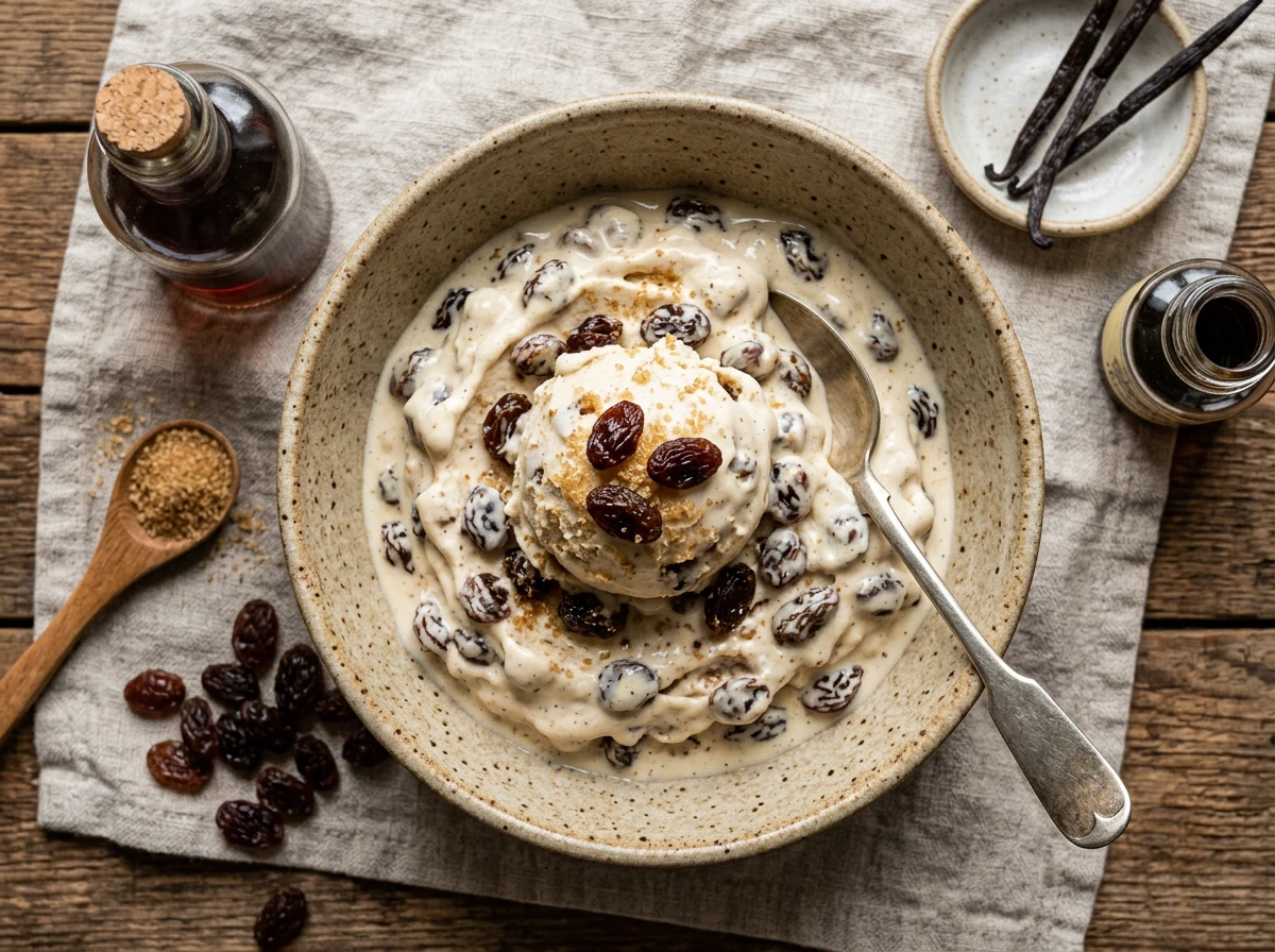 No-Churn Rum-Rosinen-Eis
