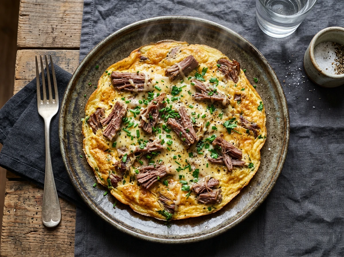 Omelette mit Rinderbraten-Resten