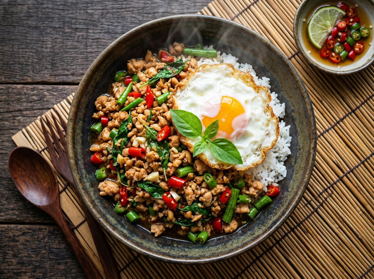 Pad Kra Pao Gai (Thai Basilikum-Hähnchen)