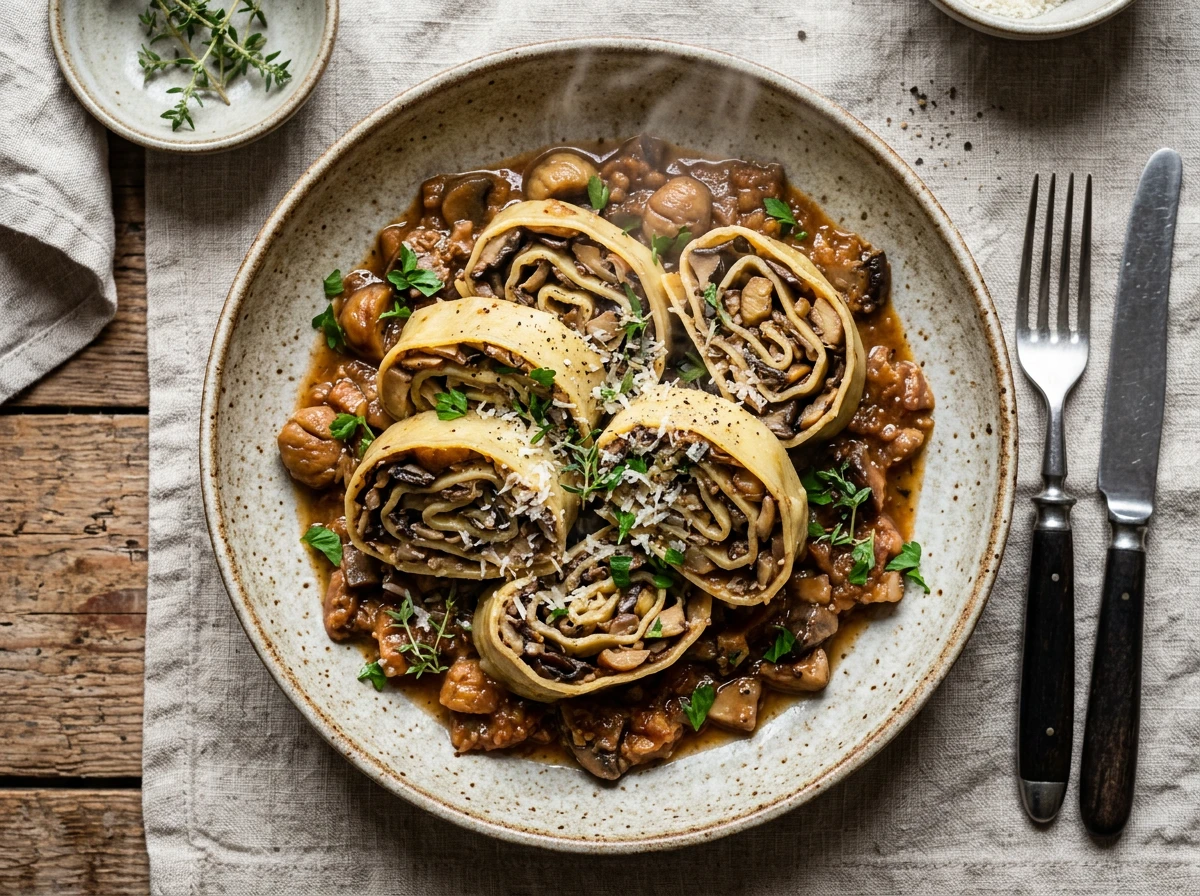 Pilz-Kastanien-Rotolo