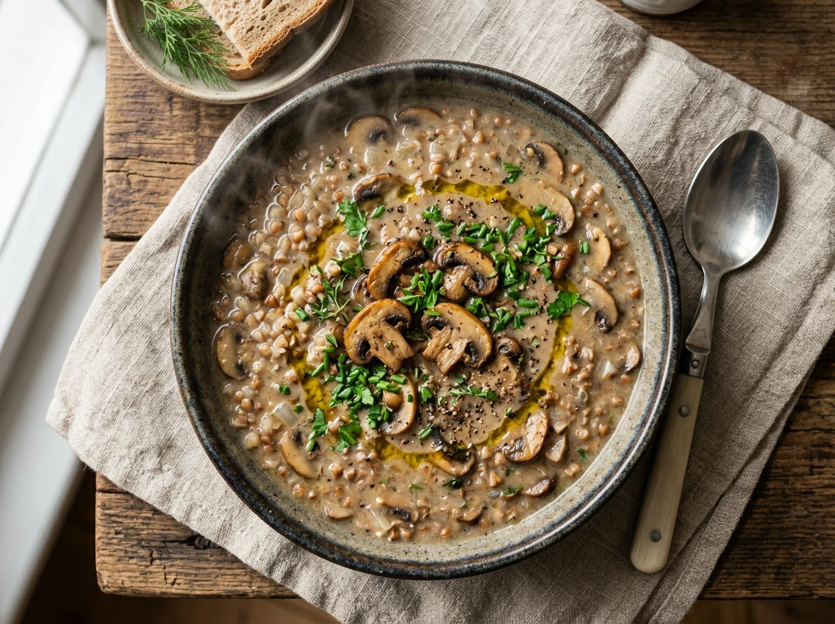 Pilzsuppe mit Buchweizen