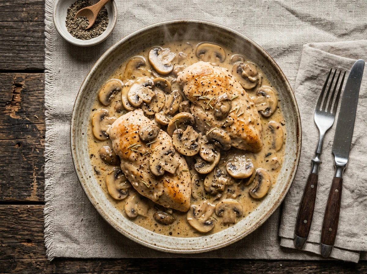 Pollo del Fungo (Hähnchen mit Champignons)