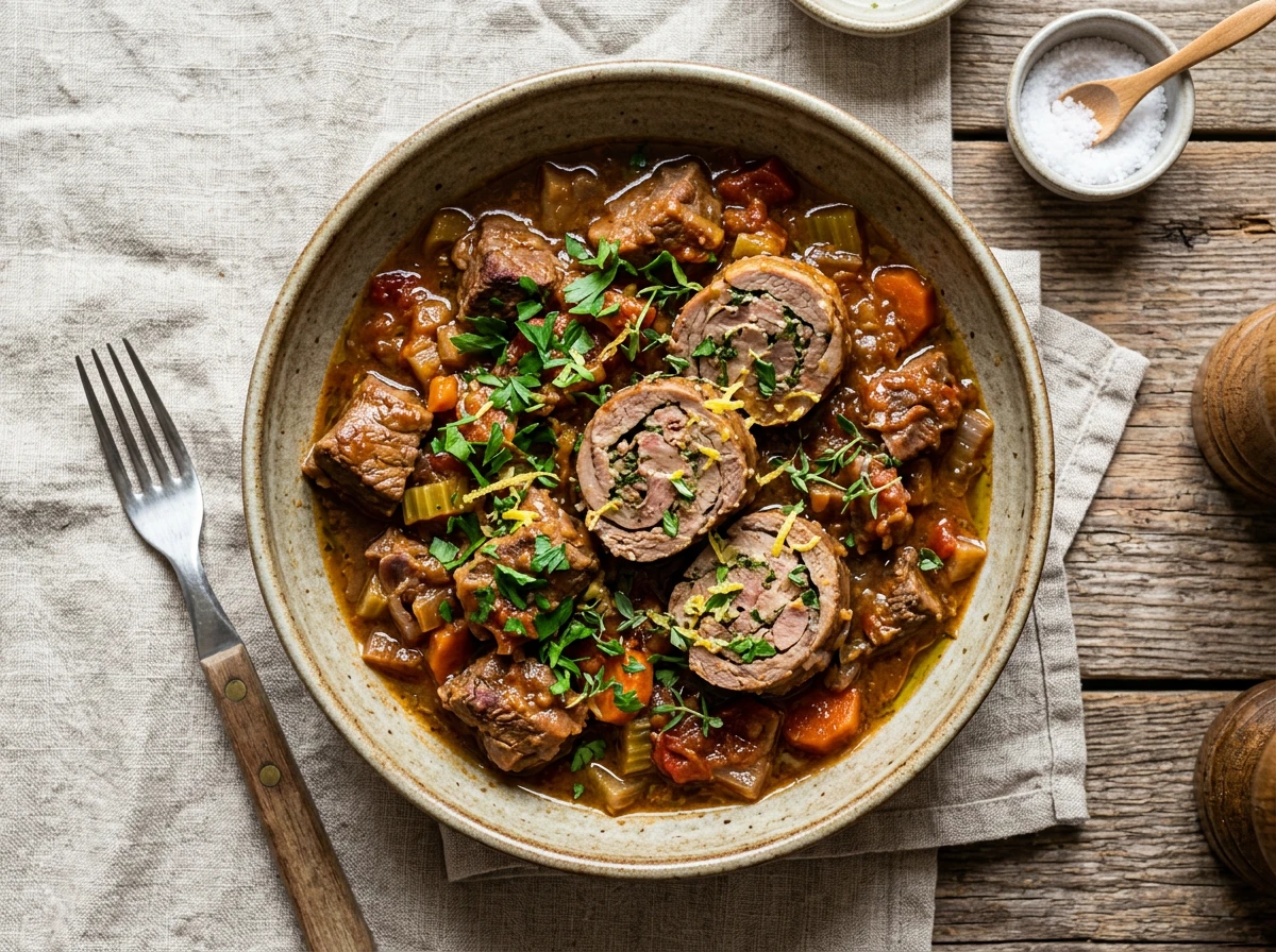Ragout von gefülltem Kalbfleisch