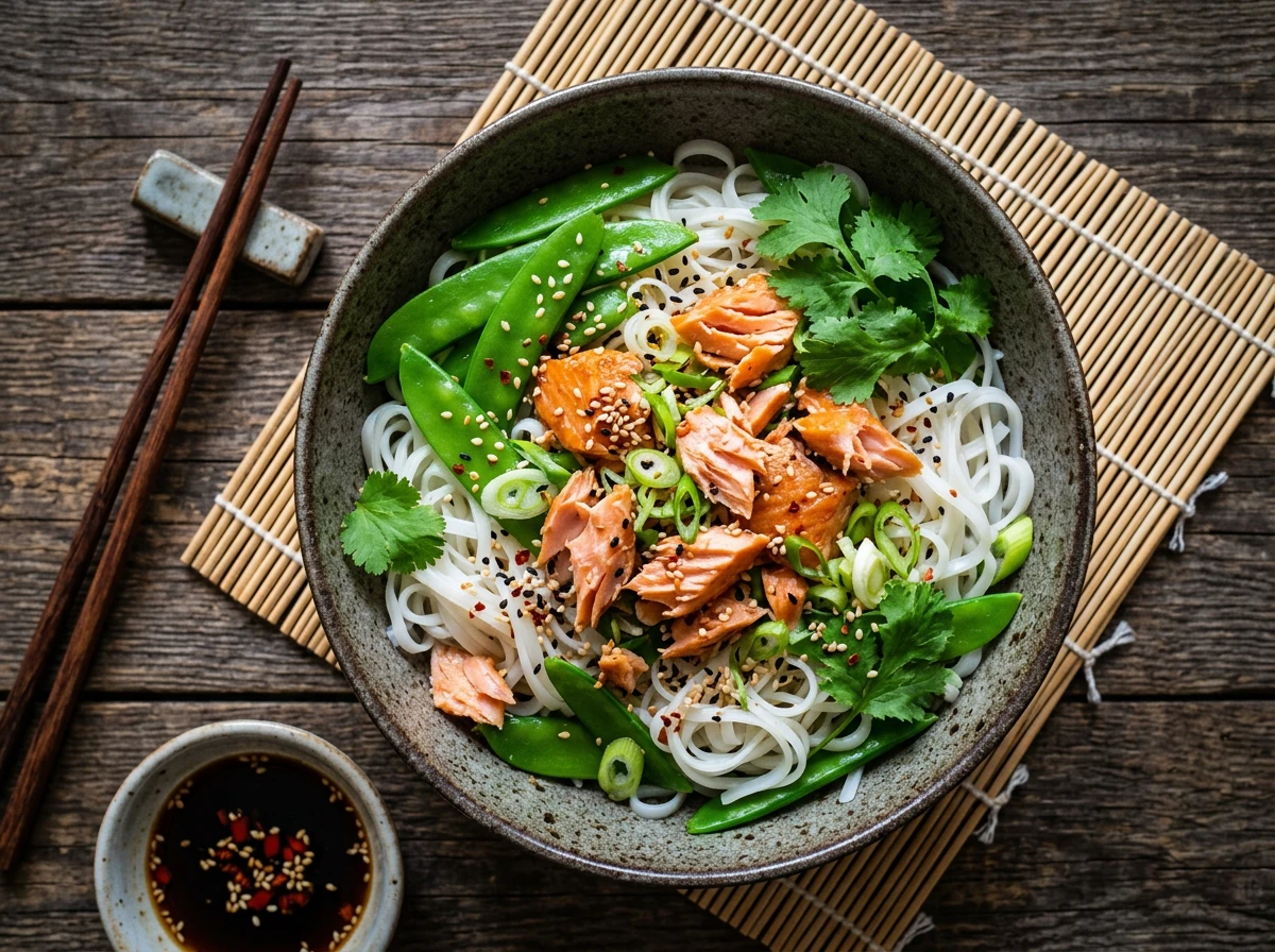 Noodle Bowl Salad with Hot-Smoked Salmon