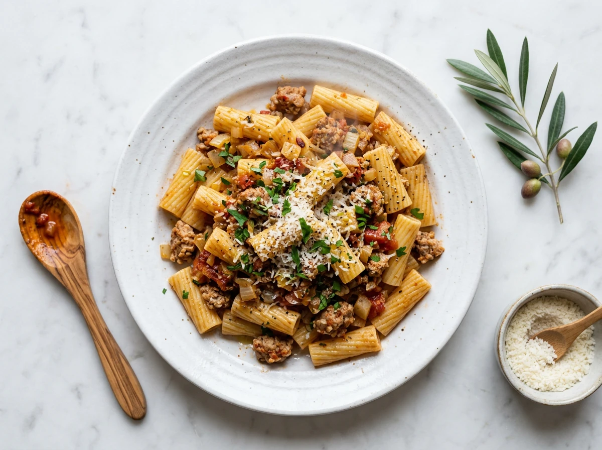 Rigatoni with fennel sausage sauce