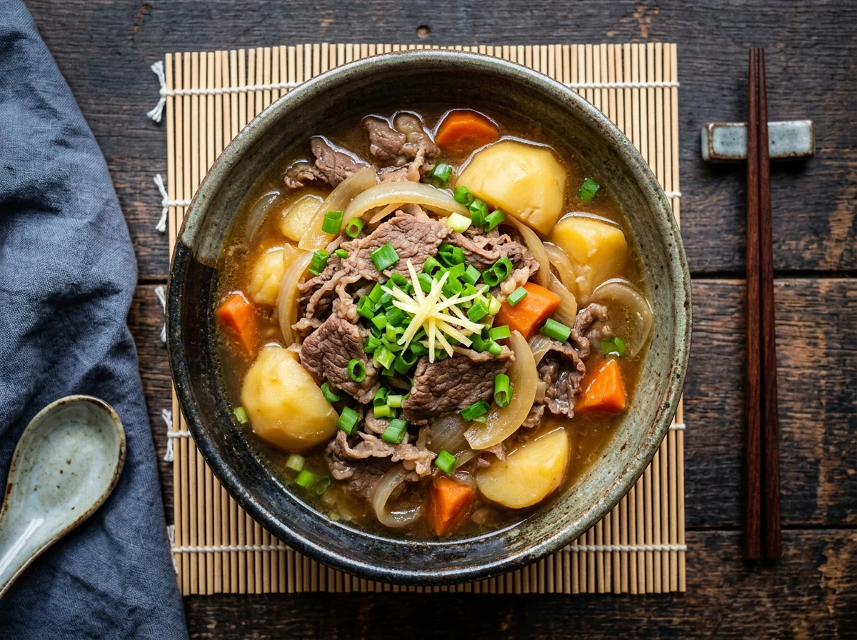 Rindfleisch mit Kartoffeln in Brühe (Niku Jaga)