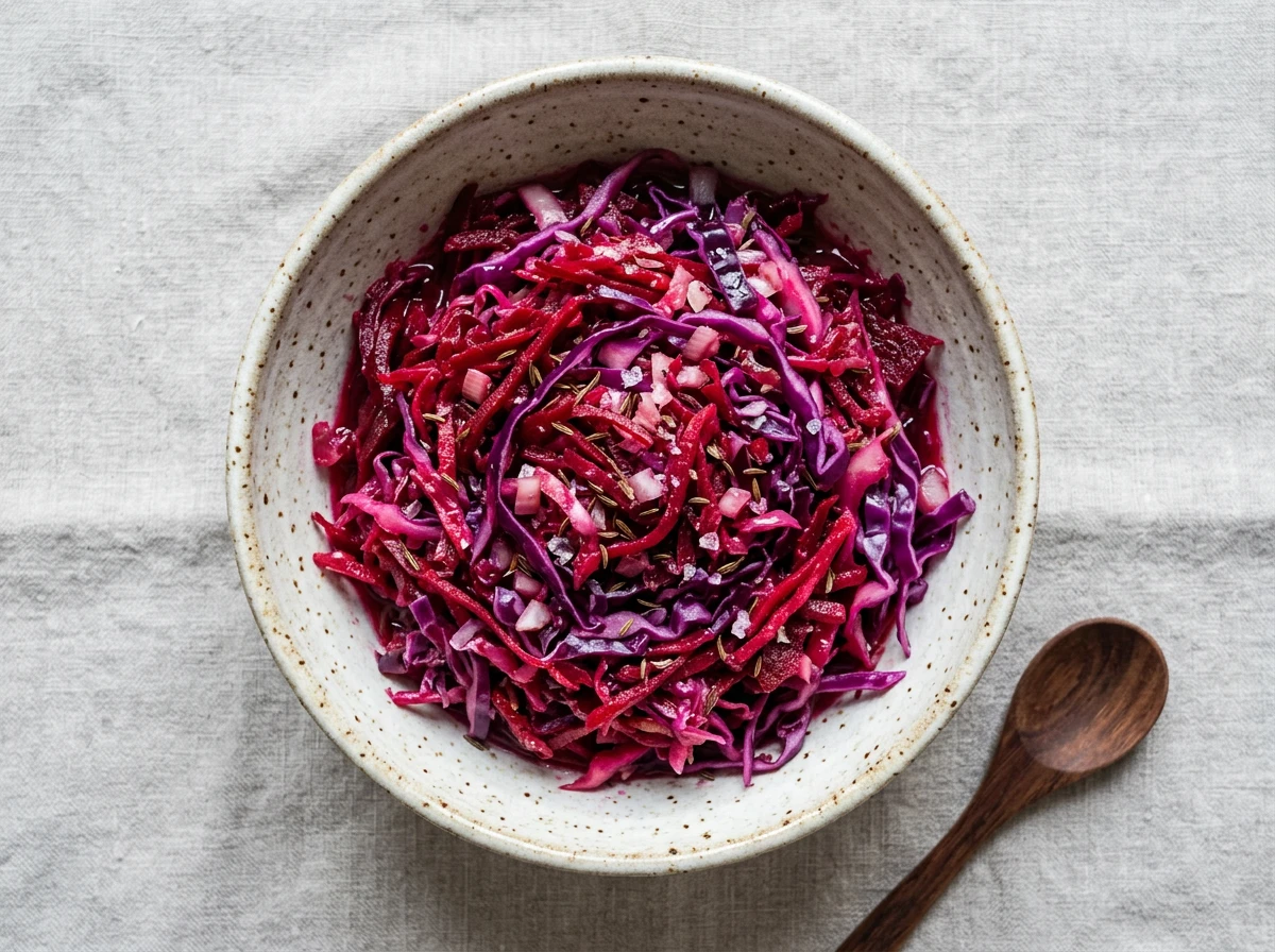 Rote-Bete- und Rotkohl-Sauerkraut