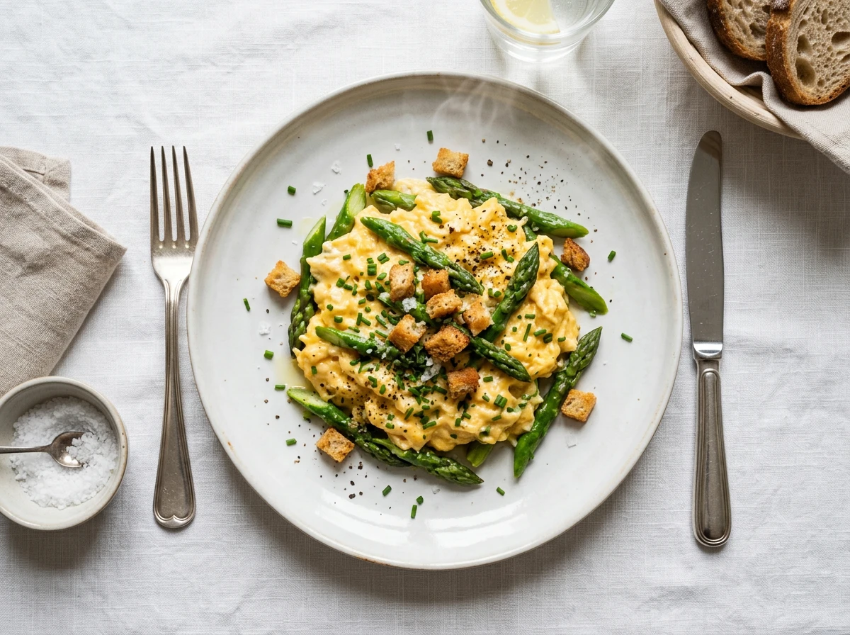 Rührei mit Spargelspitzen