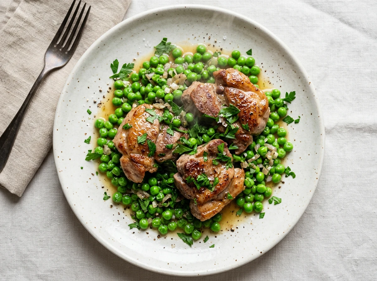 Sautiertes Lamm mit Erbsen