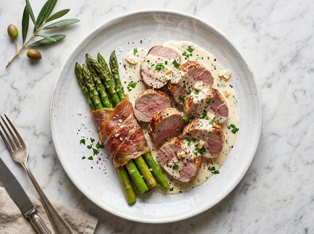 Filet de porc aux asperges et prosciutto