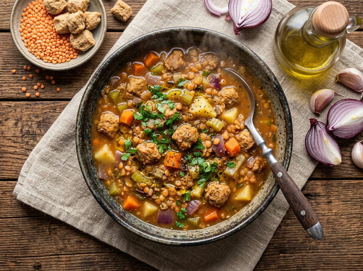Soja-Linsen-Gemüse-Eintopf