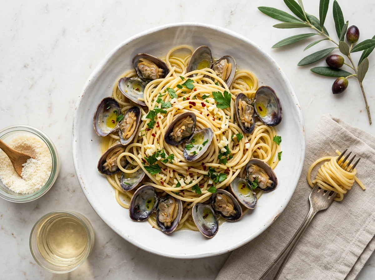 Spaghetti with Clams in White Wine Sauce