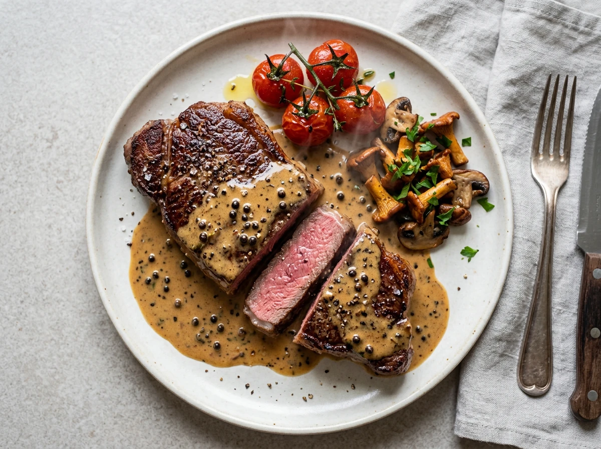Stripsteaks mit Pfeffer-Sahne-Reduktion