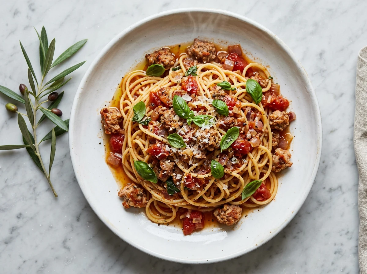 Tomato Basil Sausage Pasta