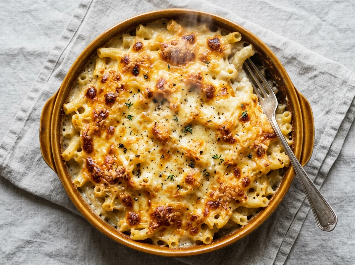 Überbackene Makkaroni (Macaroni au gratin)
