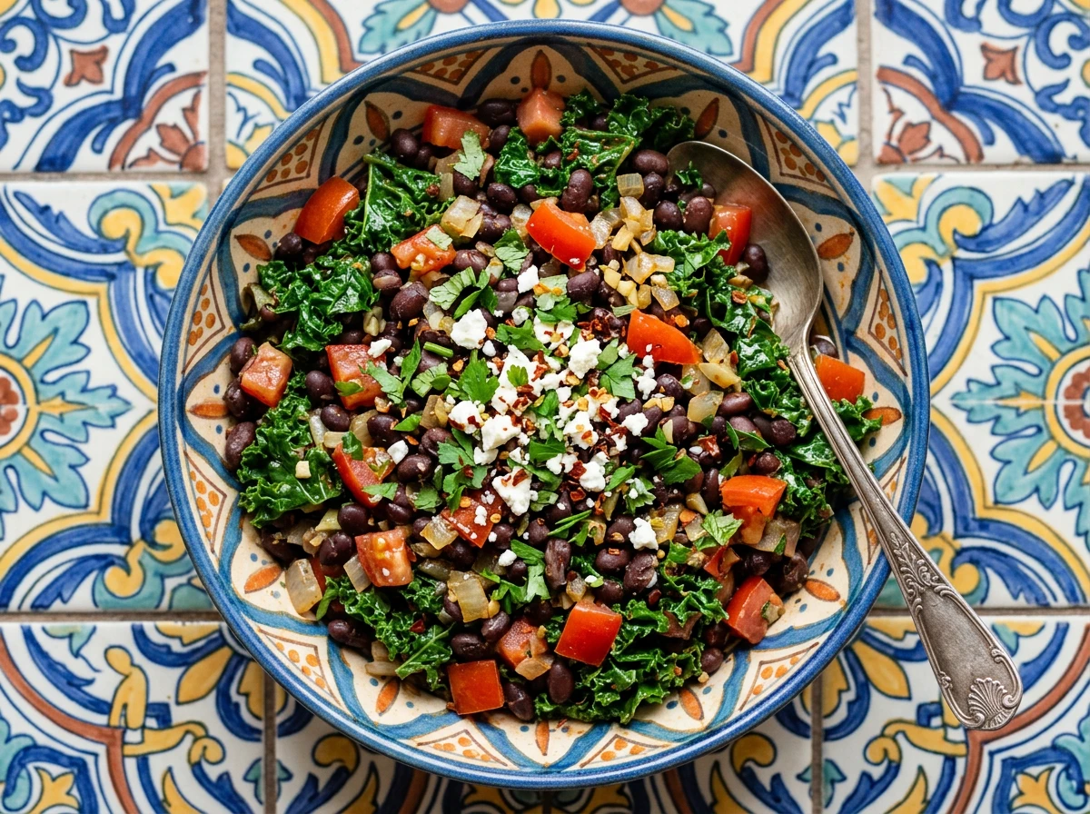 Warm Black Bean Salad with Kale and Tomatoes