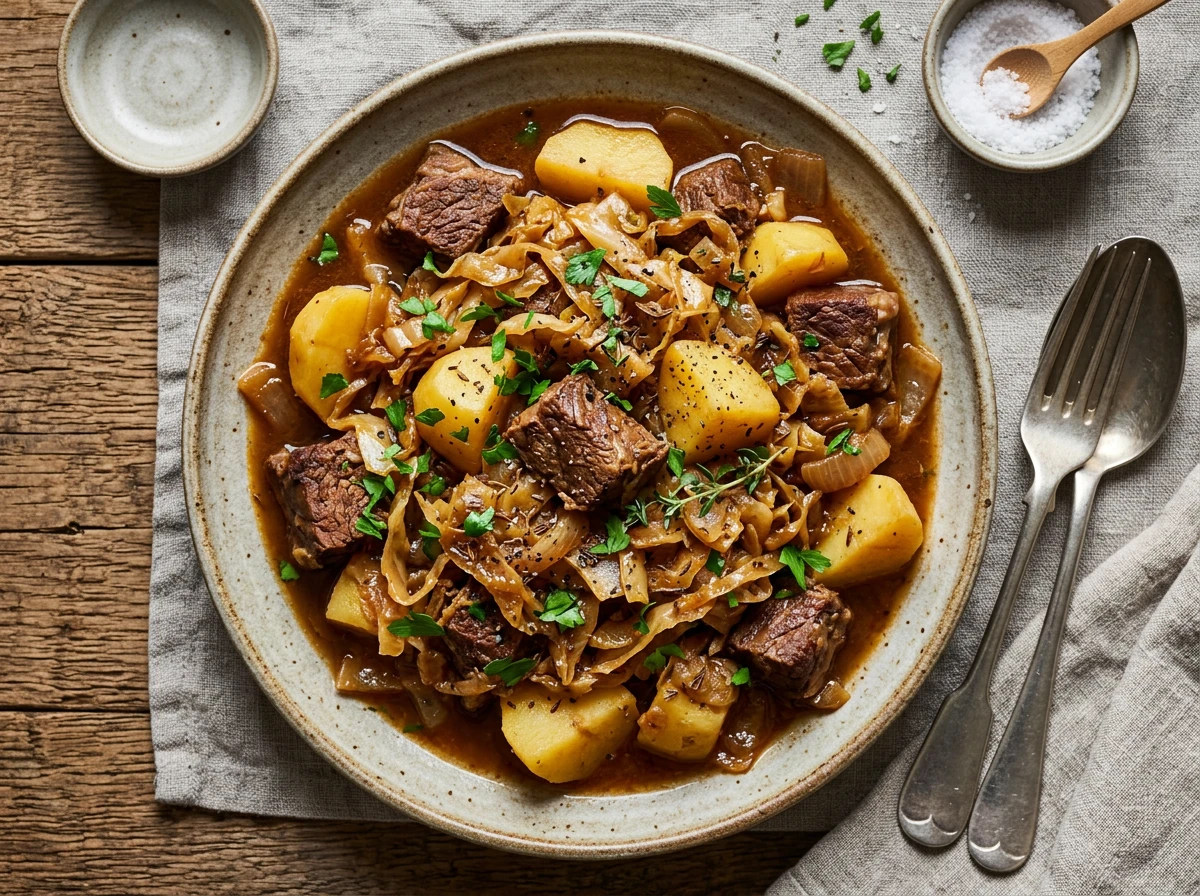 Weißkohl mit Rindfleisch (geschmort)