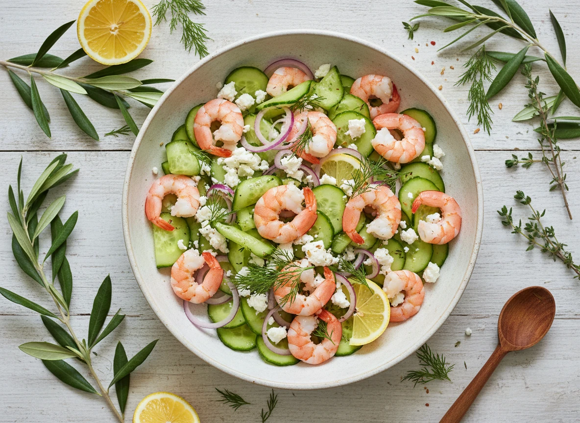 Shrimp Cucumber Salad with Feta and Dill