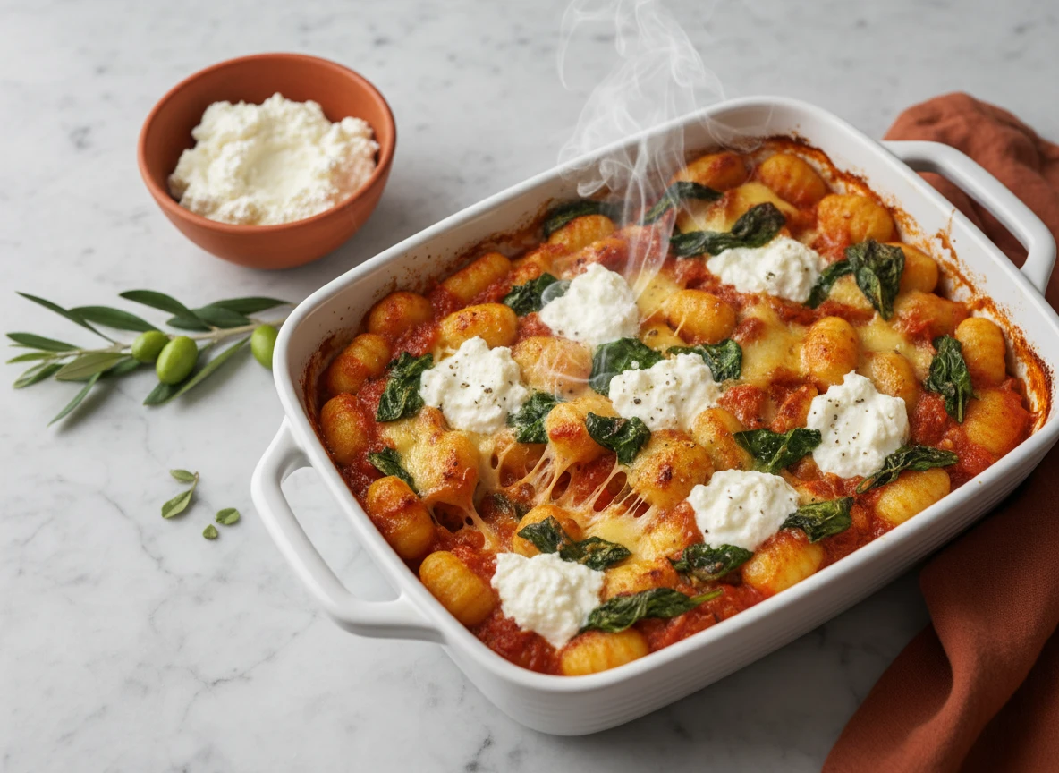 Gnocchi al Forno mit Spinat und Ricotta