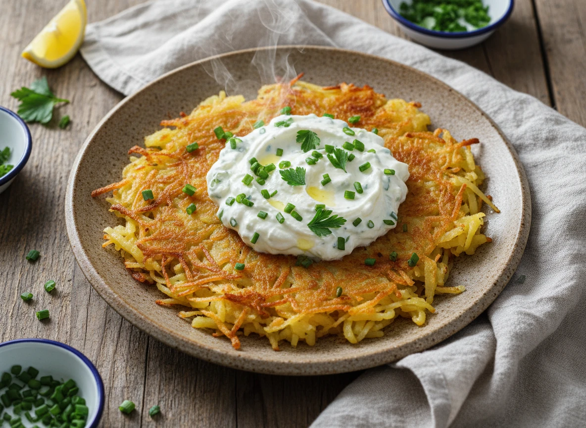 Kartoffelrösti mit Kräuterquark
