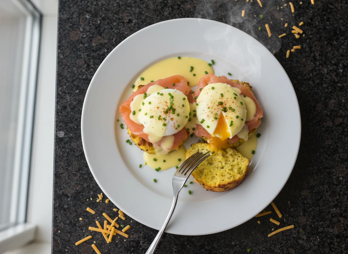 Keto Eggs Benedict Auf Räucherlachs Mit Blumenkohl ���muffin“