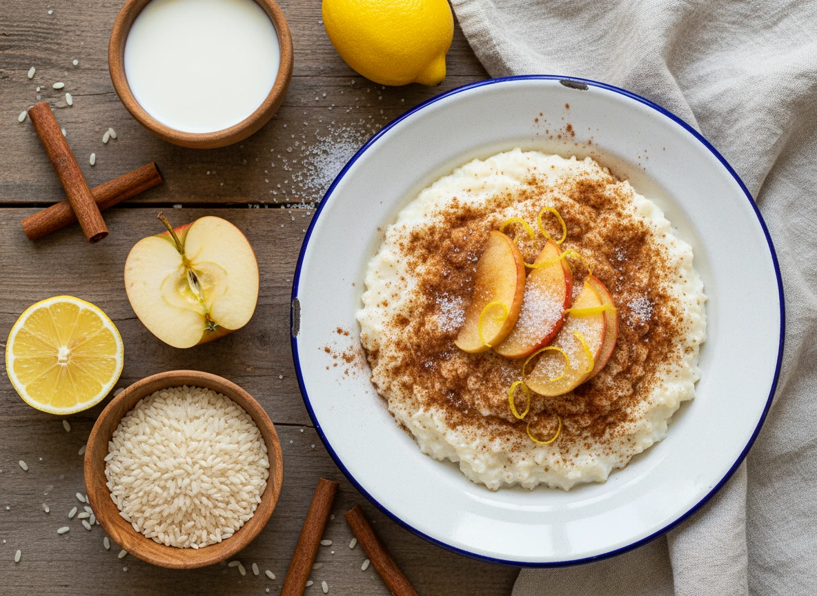 Klaßischer Milchreis Mit Zimt Und Apfel