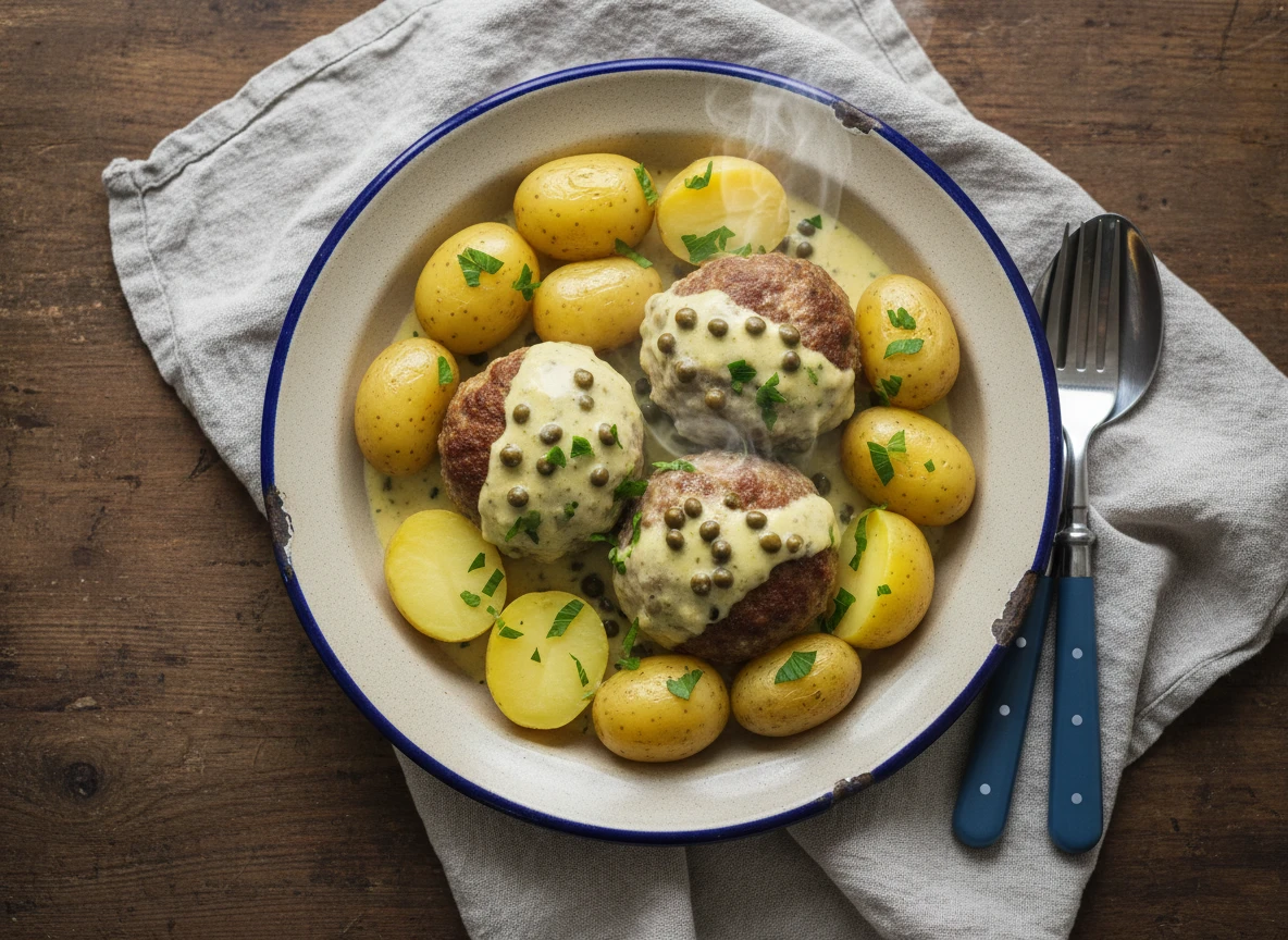 Königsberger Klopse Mit Kapernsauce Und Kartoffeln