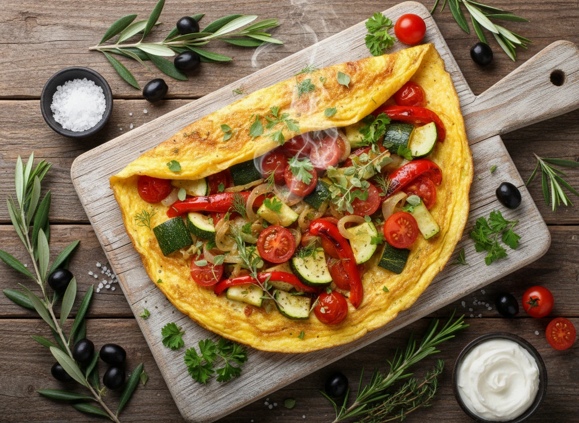 Omelette Méditerranéenne aux Légumes et Herbes