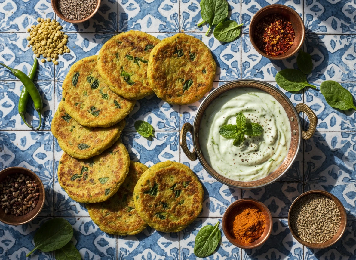 Cheela de Moong Dal avec Yaourt à la Menthe