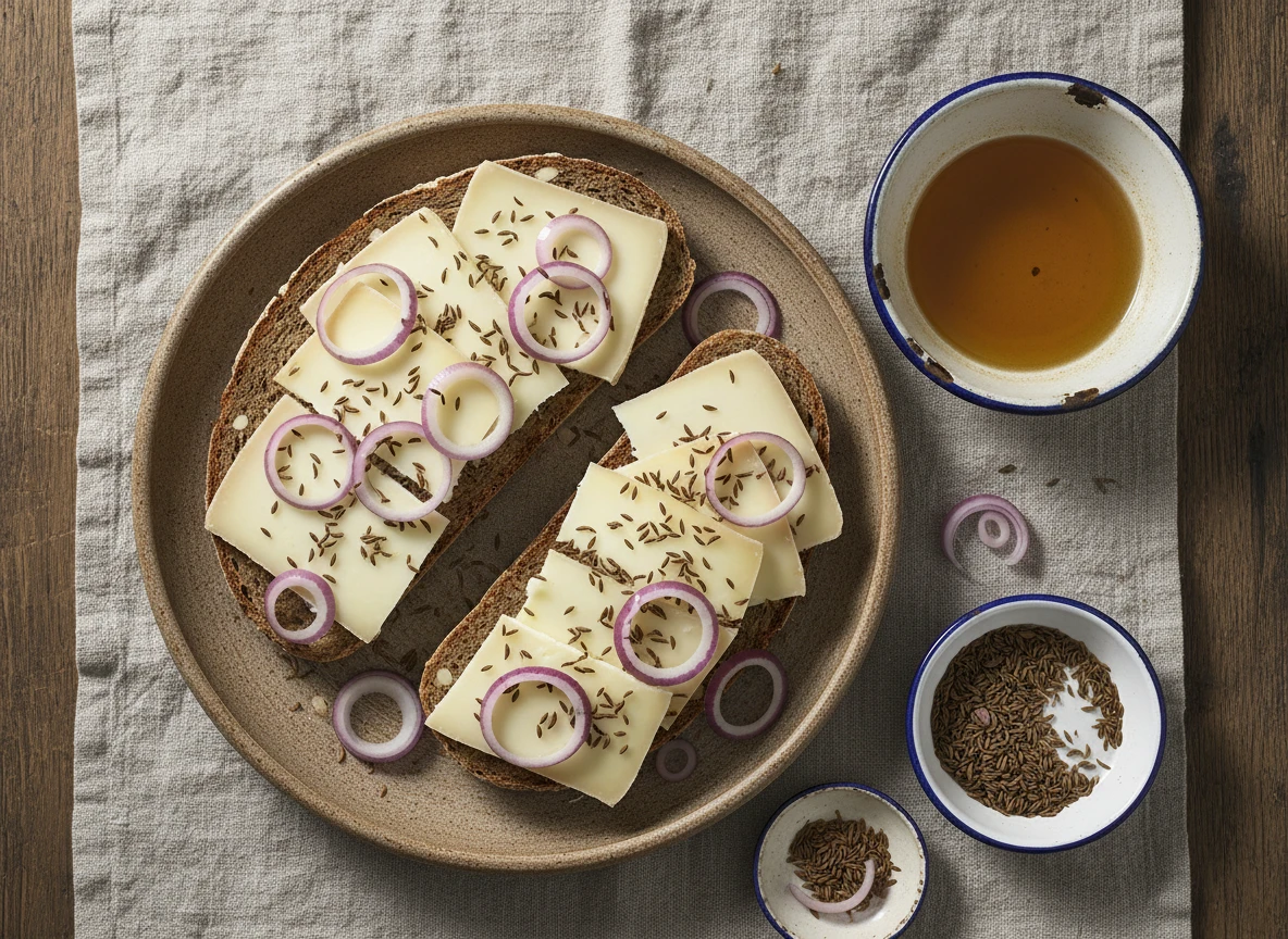 Roggenbrot mit Handkäse und Kümmel
