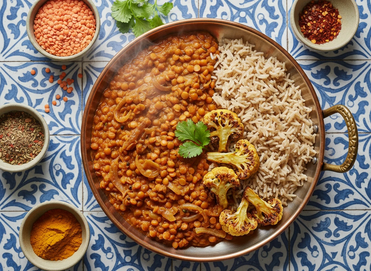 Red Lentil Dal with Brown Basmati and Cauliflower