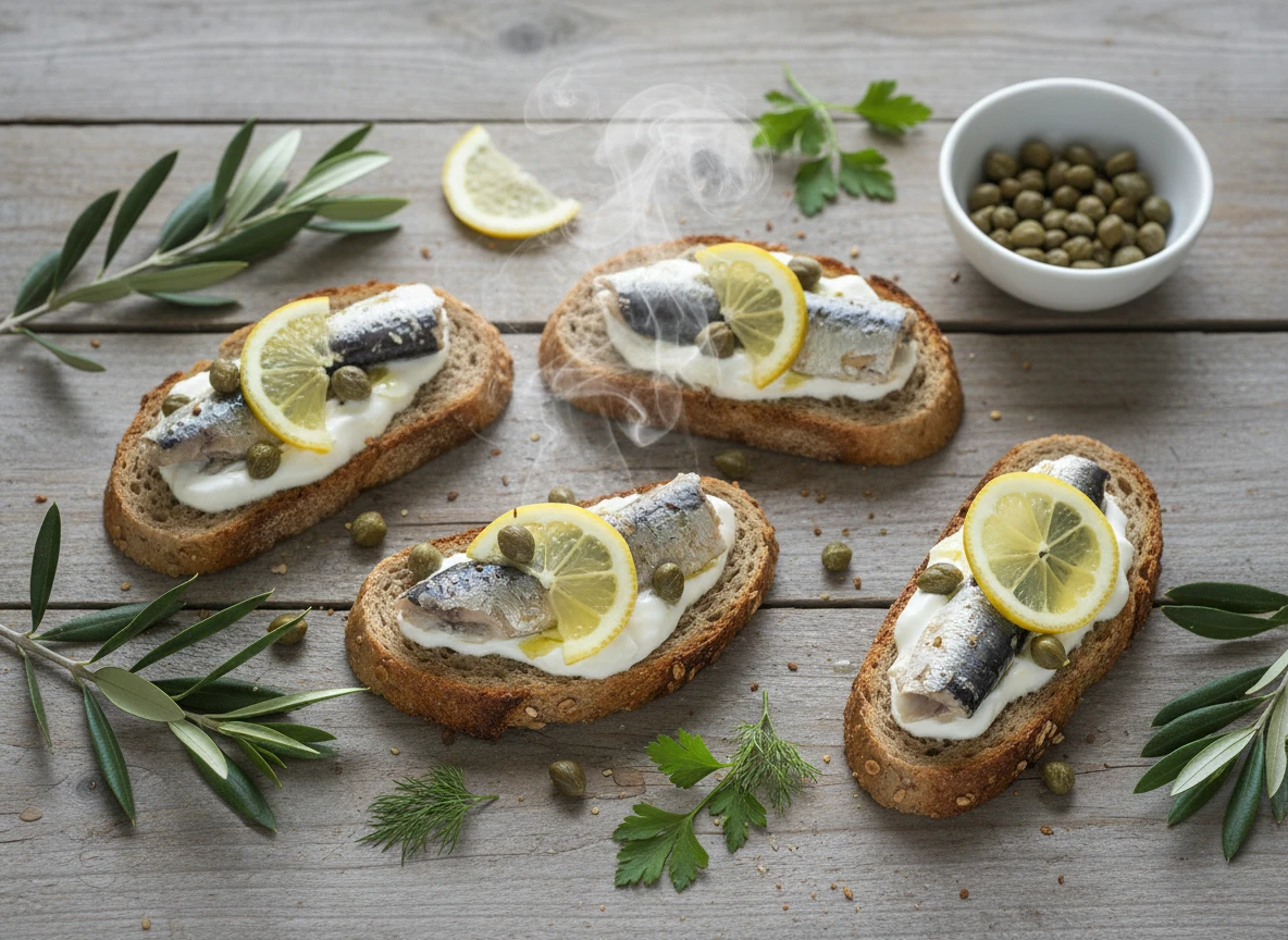 Sardine Lemon Crostini with Capers