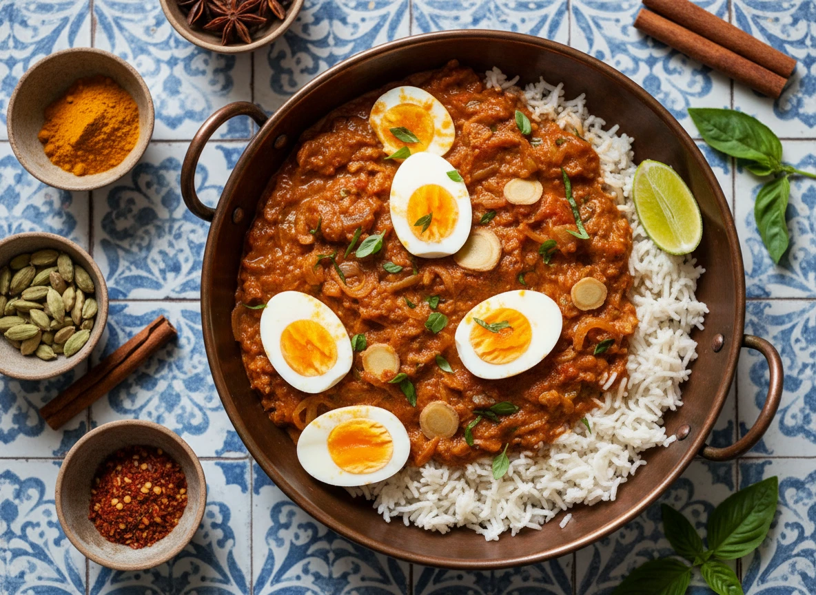 Tomato Egg Curry with Basmati Rice
