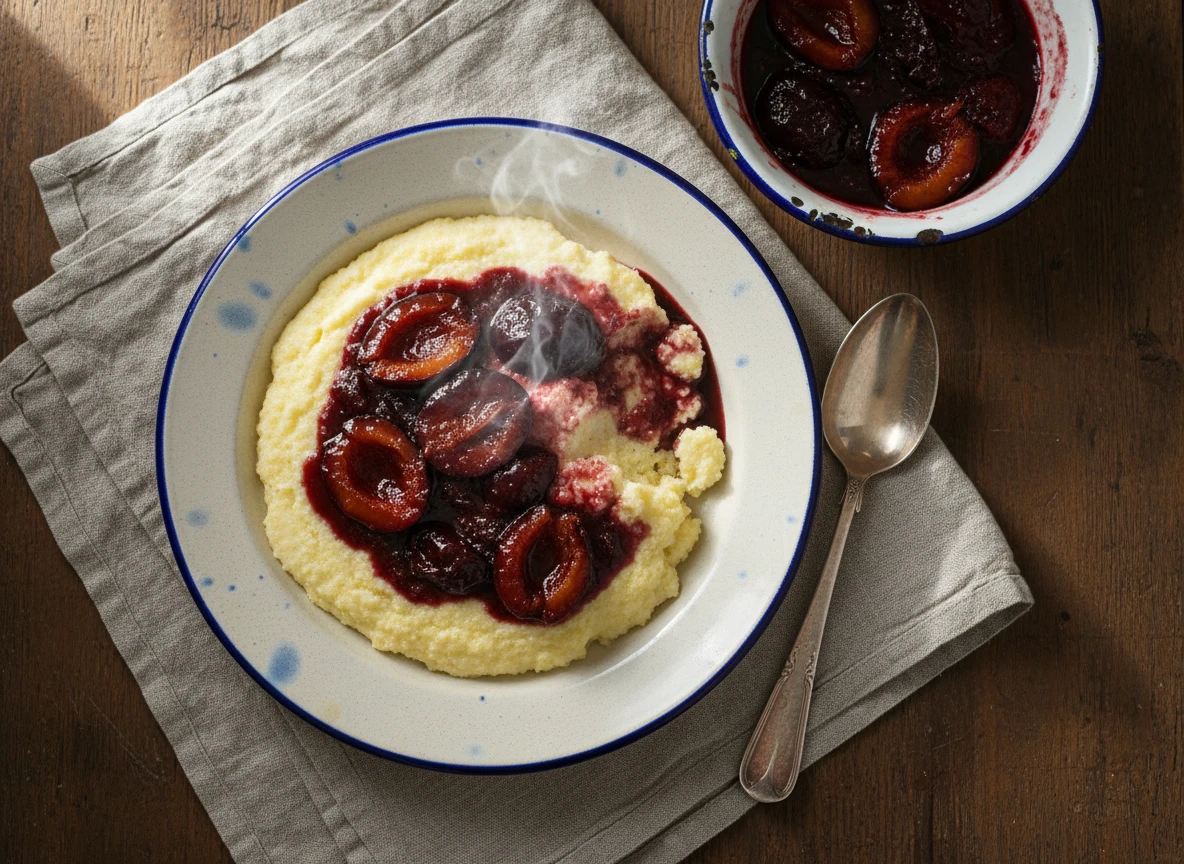 Warmer Grießbrei Mit Zwetschgenkompott